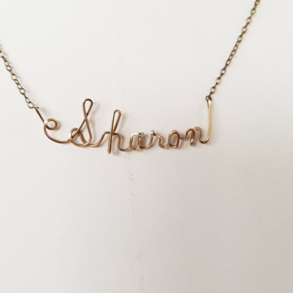 Vintage Sharon Name Wire Necklace on 16" Cable Chain - Picture 2 of 13